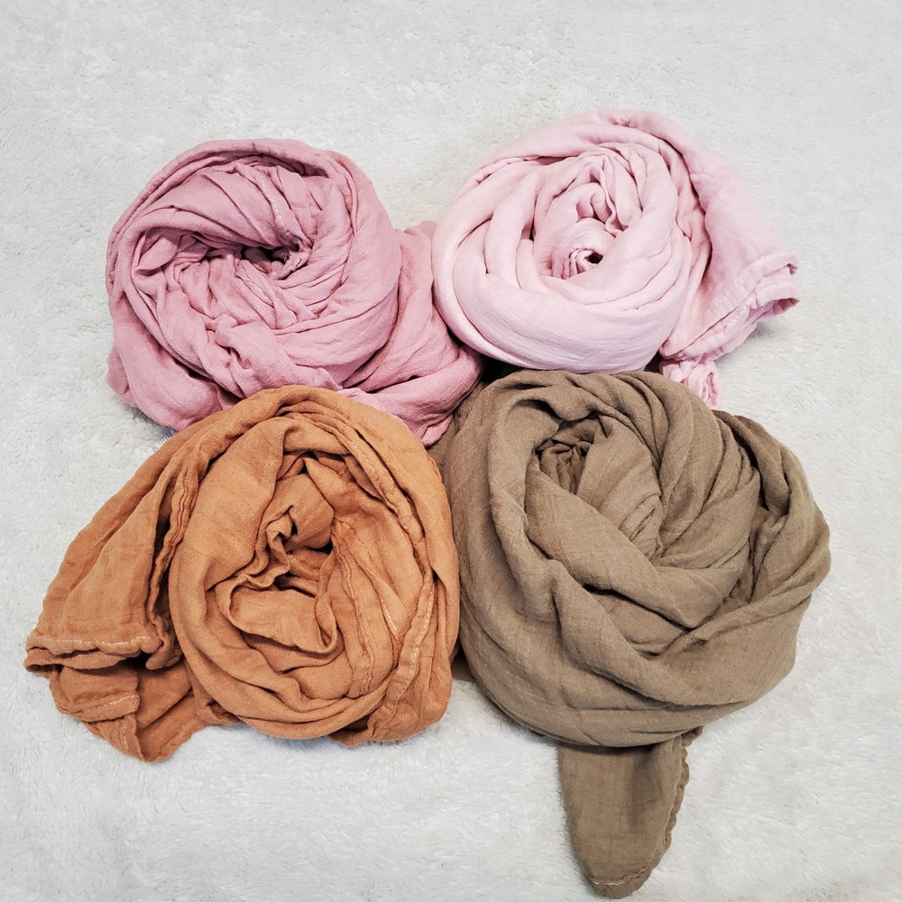 Momcozy Pink‎ Rust Brown Bamboo Swaddle Wrapping Baby Infant Blankets Set